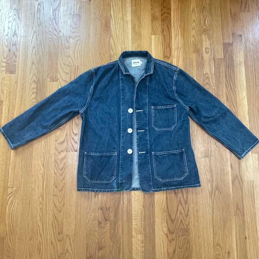 RUDY JUDE Large utility jacket with green paint at bottom